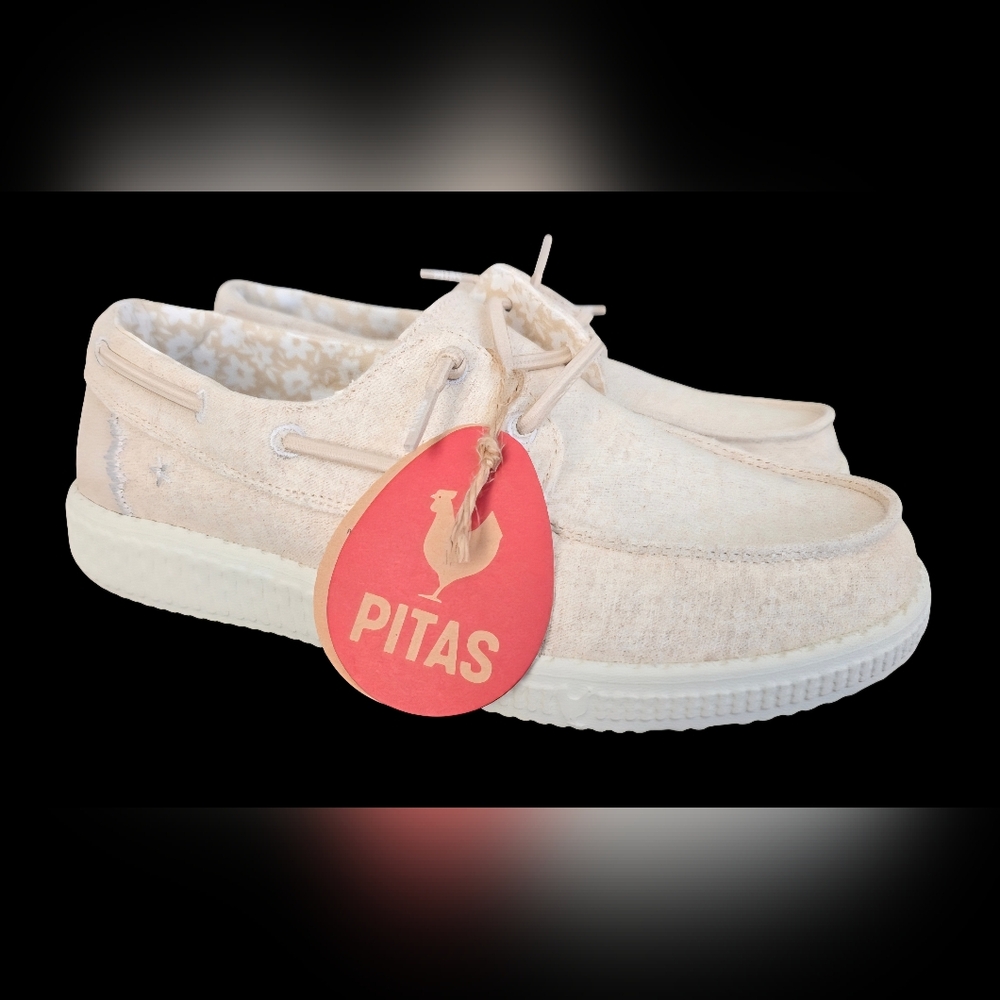 NWT Pitas Santorini Beige Women's Boat Shoes Size 8 memory foam breathable